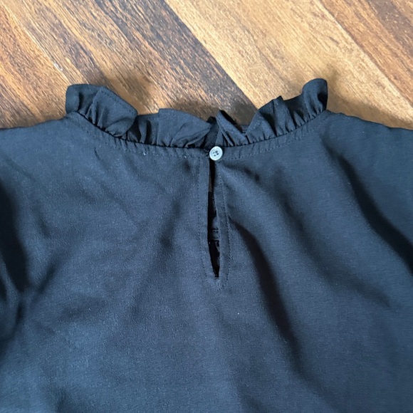 LOFT Black Ruffle Neck Blouse - Picture 5 of 5